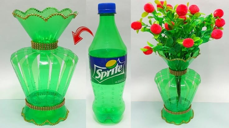 Tái Chế Chai Nhựa Thành Bình Hoa: 5 Phong Cách Độc Đáo & Hướng Dẫn Chi Tiết 2 Bình Hoa Trong Suốt & Sơn Màu Khối