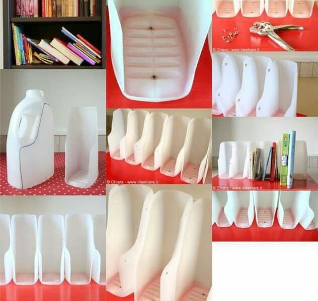 10 Ý Tưởng Tái Chế Chai Nhựa Thành Đồ Dùng Học Tập Sáng Tạo (Kèm Hướng Dẫn) 4 Chế Tạo Giá Chặn Sách/Kệ Đựng Tài Liệu