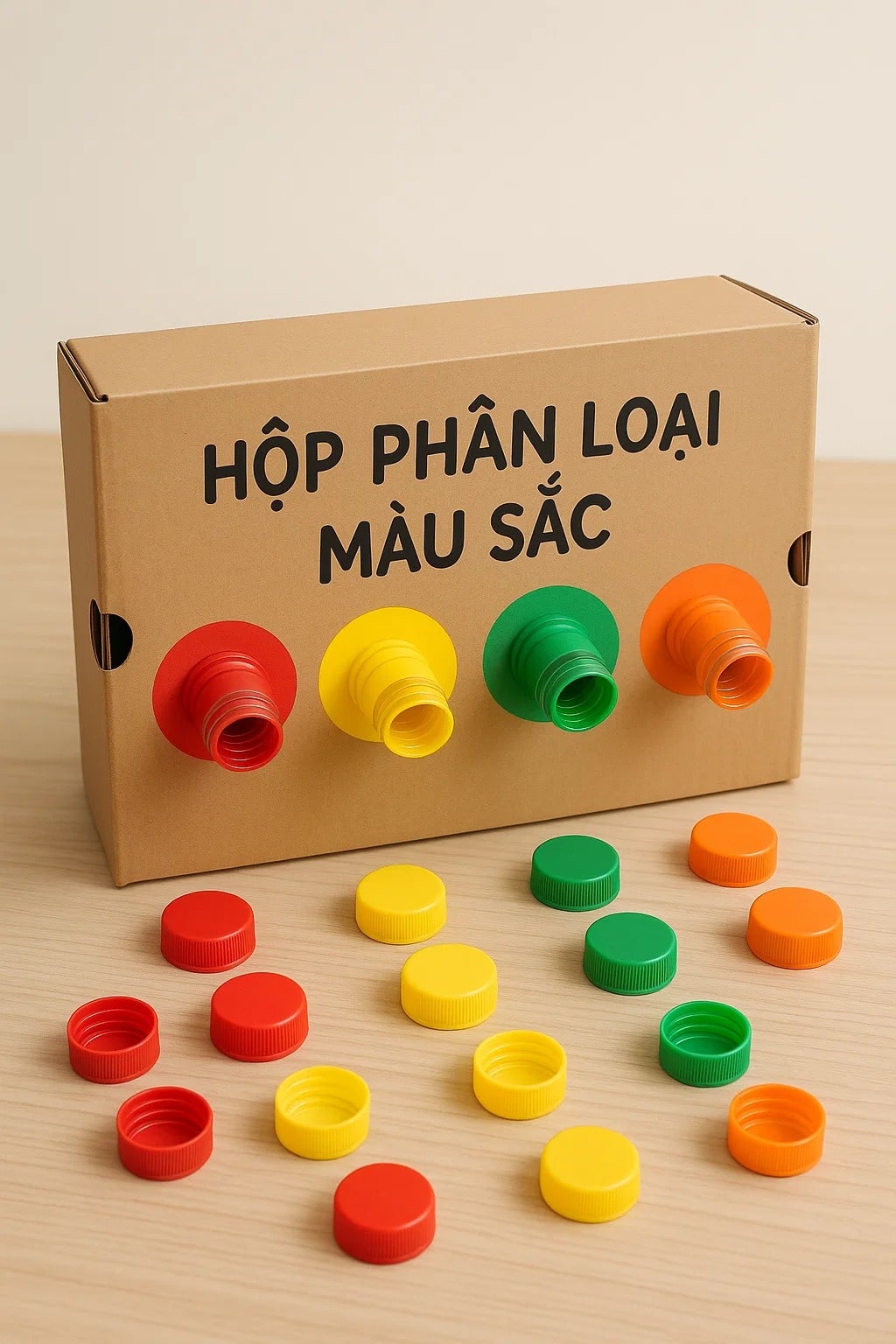 Tái Chế Chai Nhựa Thành Đồ Chơi: Hướng Dẫn Sáng Tạo Đồ Chơi Mầm Non An Toàn & Thông Minh 6 Hộp phân loại màu sắc